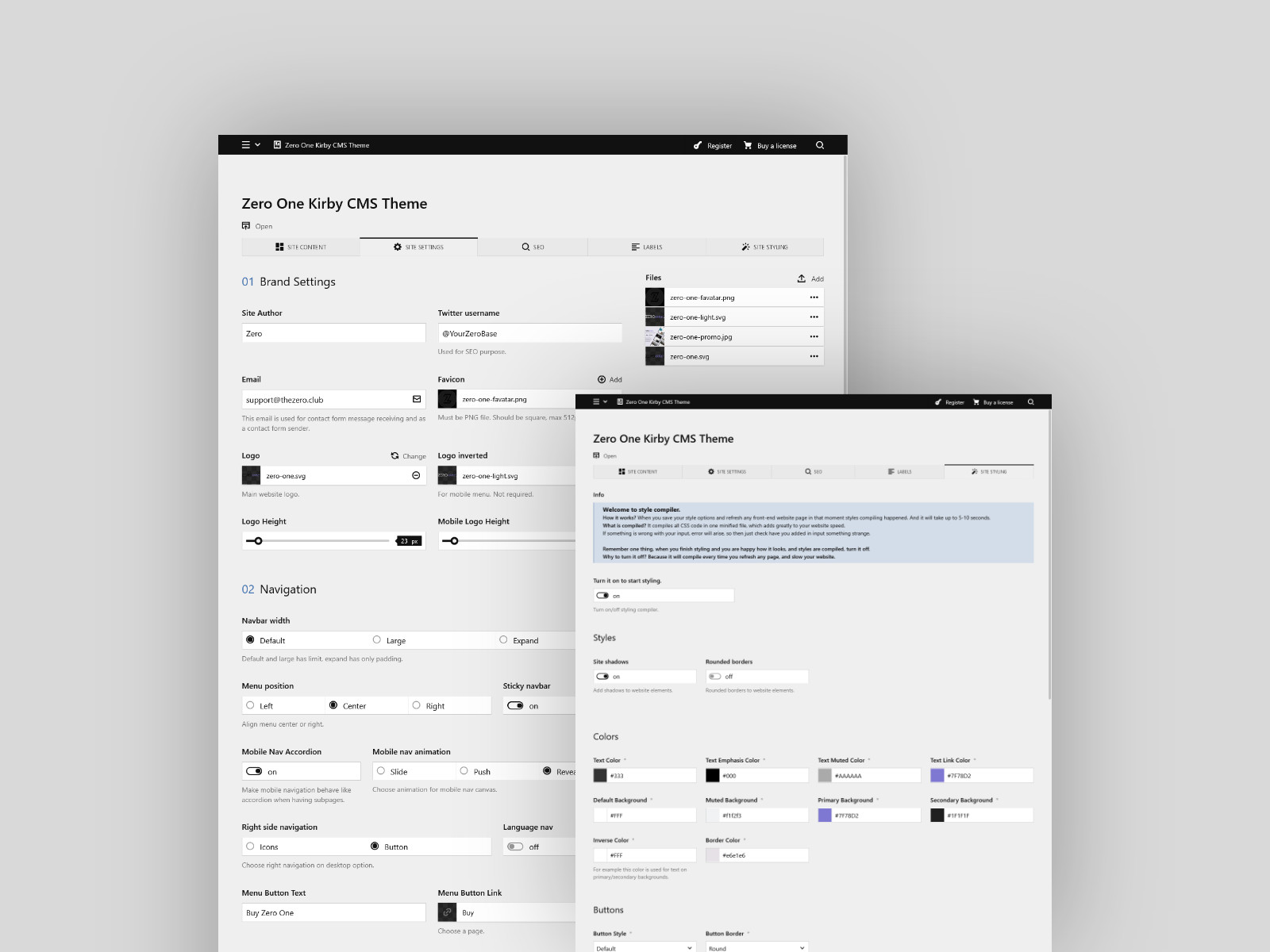 Zero One site options