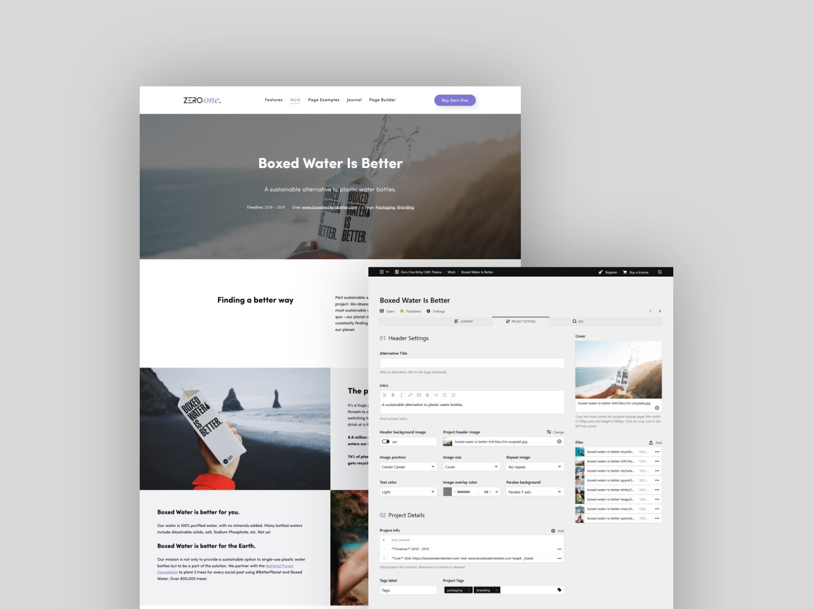 Zero One project settings